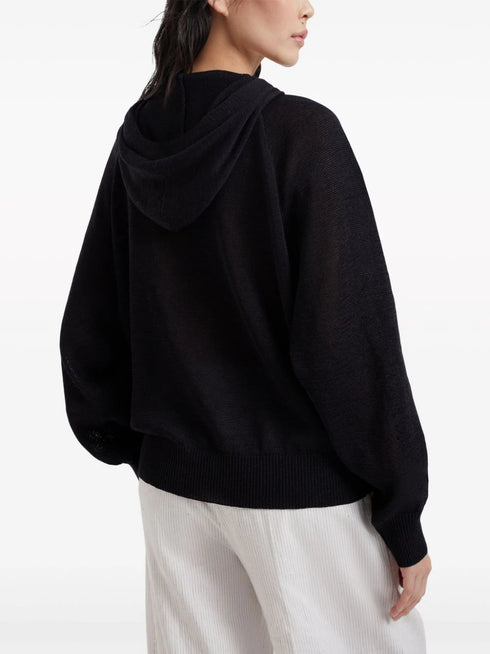 zip-up hooded cardigan